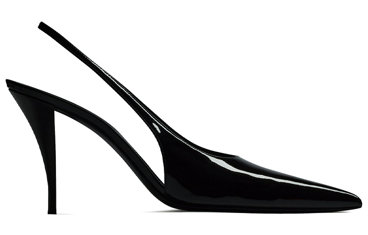 Order (W) Saint Laurent Viper Nero ''Elegante Pelle Verniciata Tacco Aperto'' 6676481TV001000