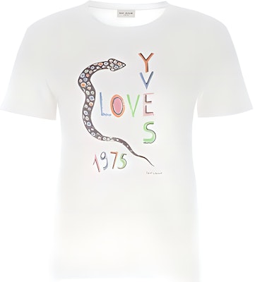 (W) 圣罗兰白色休闲字母印花纯棉短袖T恤。 614271YBRR28486 Buy (W) 圣罗兰白色休闲字母印花纯棉短袖T恤。 614271YBRR28486