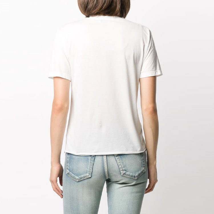 Purchase (W) 圣罗兰白色休闲字母印花纯棉短袖T恤。 614271YBRR28486