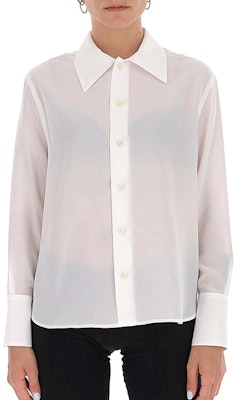 (Women) SAINT LAURENT White Long Sleeve Shirt with Buttoned Cuffs. 626928Y100W9935 Lookbook (Women) SAINT LAURENT White Long Sleeve Shirt with Buttoned Cuffs. 626928Y100W9935