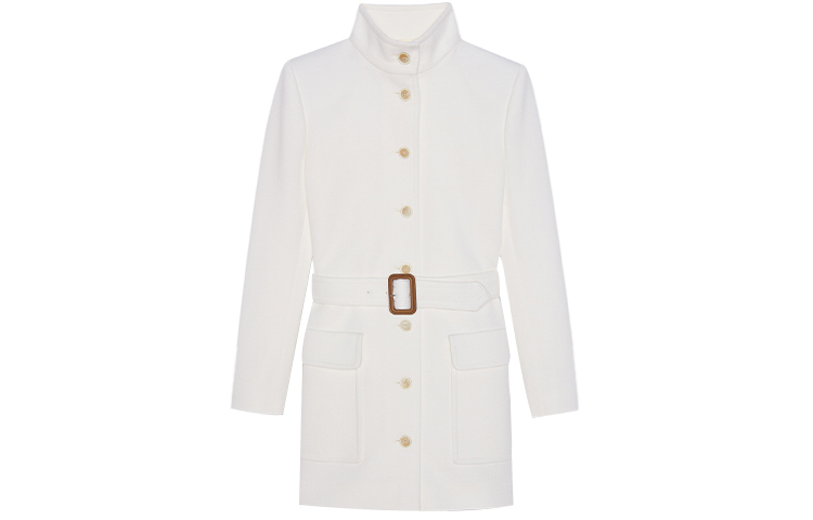 (Women) Saint Laurent White Mid-Length Belted Single-Breasted Jacket 659808Y288V9601