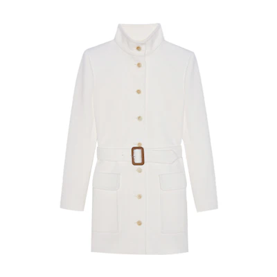(Women) Saint Laurent White Mid-Length Belted Single-Breasted Jacket 659808Y288V9601