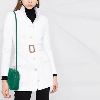 (W) 聖羅蘭白色中長款腰帶單排扣外套 659808Y288V9601 Purchase (W) 聖羅蘭白色中長款腰帶單排扣外套 659808Y288V9601
