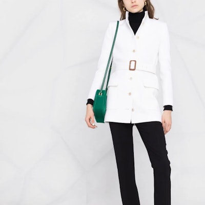 (W) 聖羅蘭白色中長款腰帶單排扣外套 659808Y288V9601 Details for (W) 聖羅蘭白色中長款腰帶單排扣外套 659808Y288V9601