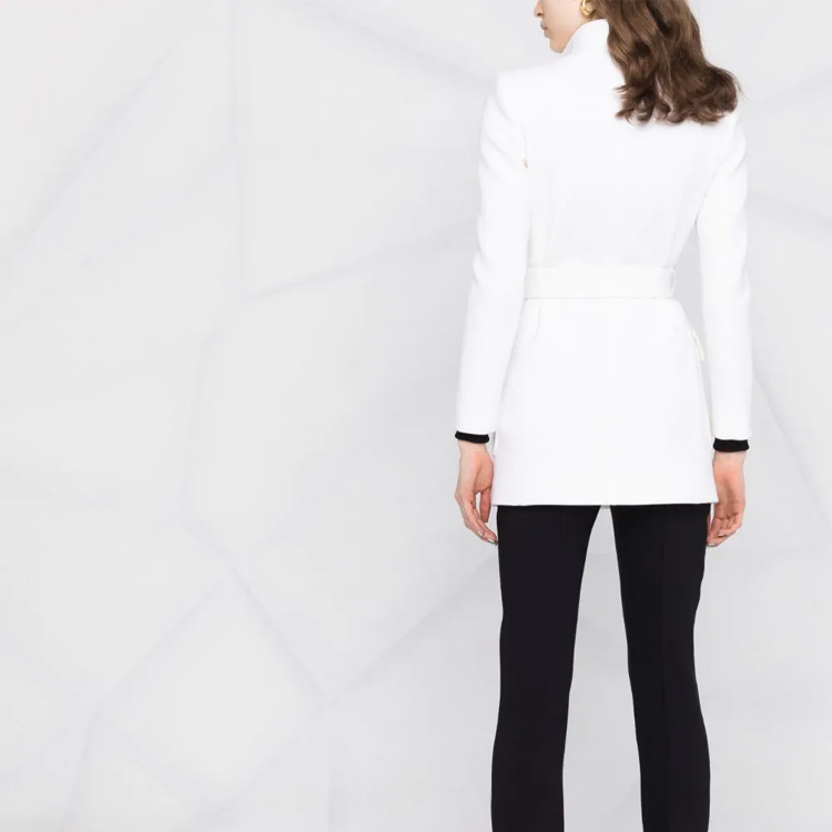 Sizing (W) 聖羅蘭白色中長款腰帶單排扣外套 659808Y288V9601