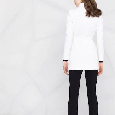 (W) 聖羅蘭白色中長款腰帶單排扣外套 659808Y288V9601 Sizing (W) 聖羅蘭白色中長款腰帶單排扣外套 659808Y288V9601