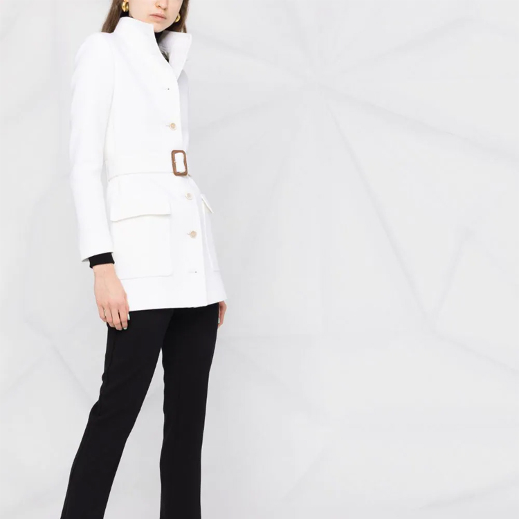 Cheap (W) 聖羅蘭白色中長款腰帶單排扣外套 659808Y288V9601