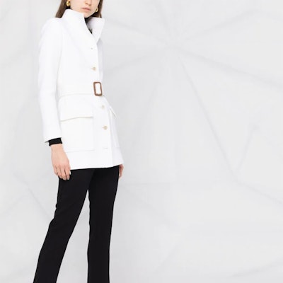 (W) 聖羅蘭白色中長款腰帶單排扣外套 659808Y288V9601 Cheap (W) 聖羅蘭白色中長款腰帶單排扣外套 659808Y288V9601