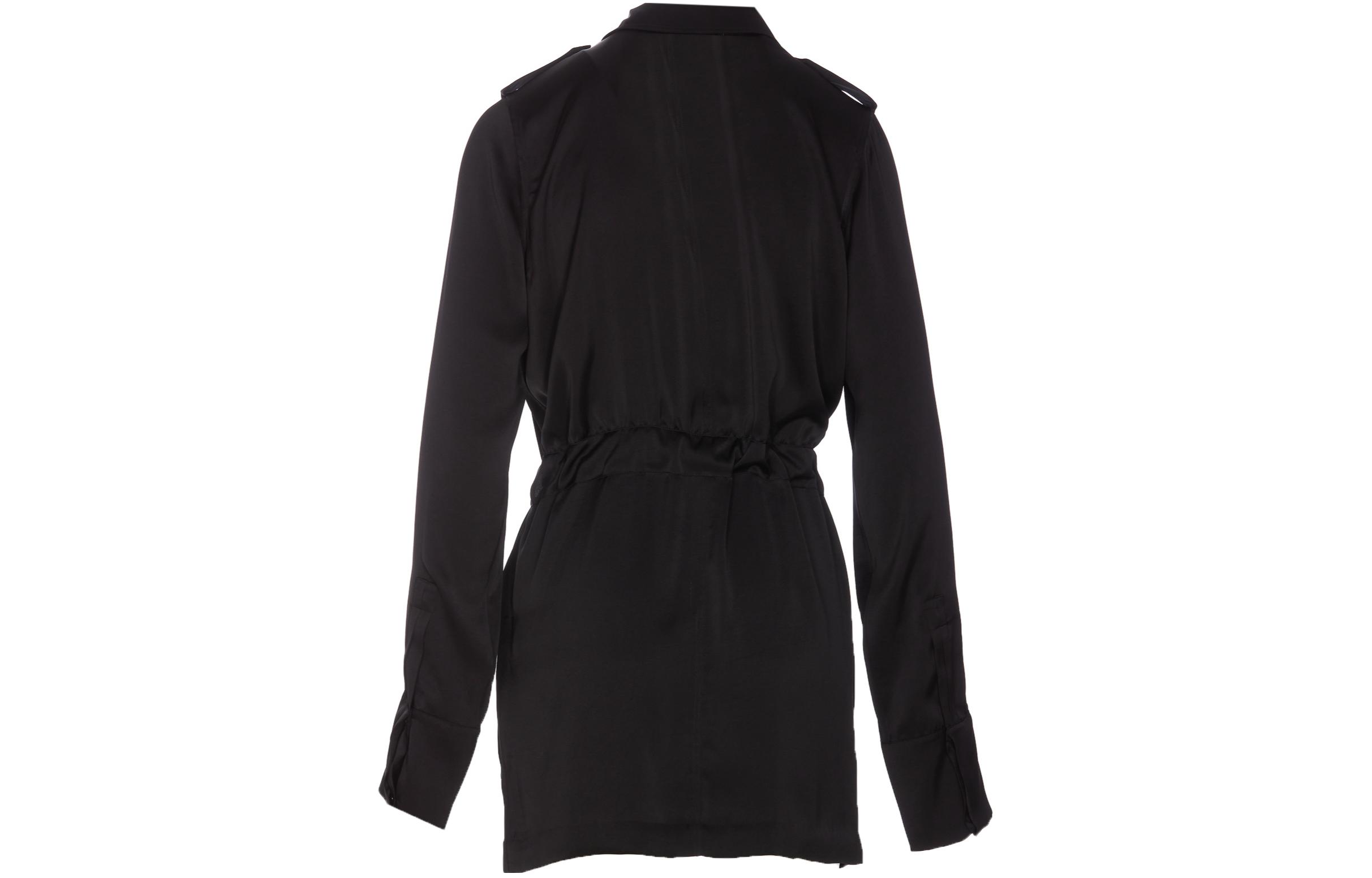 Lookbook (W) Vestido Negro de Mujer SAINT LAURENT SS24 Casual Manga Larga con Cuello Puntiagudo 778923Y3I951000