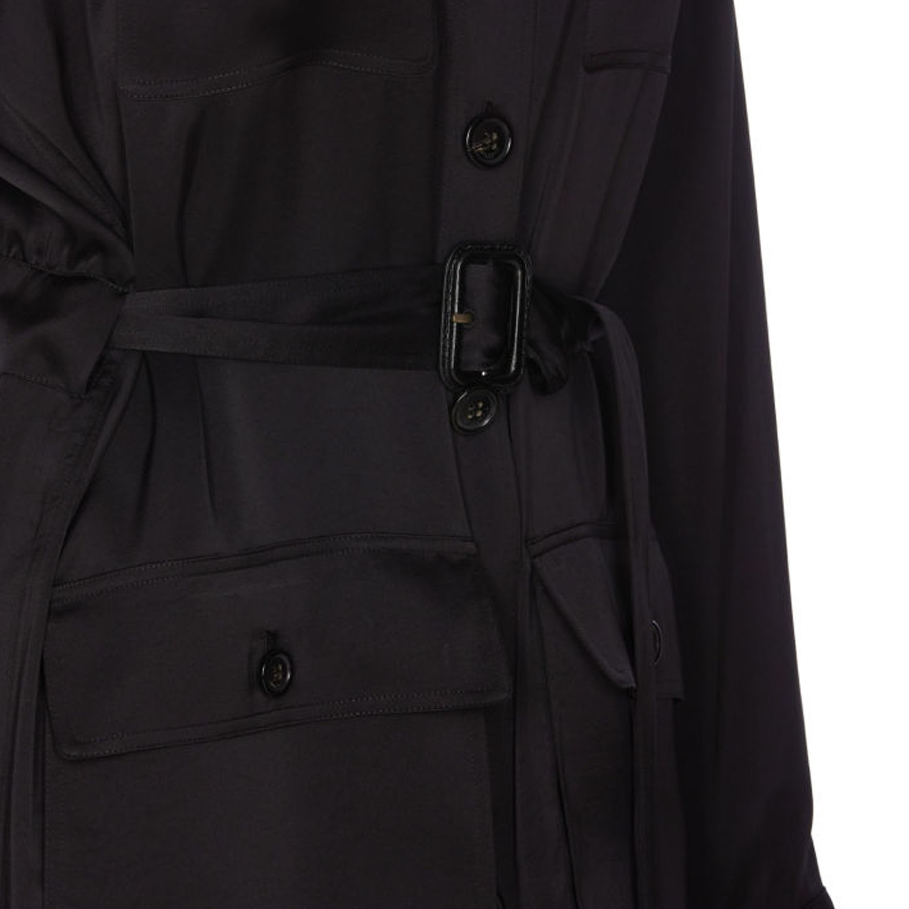 Purchase (W) Vestido Negro de Mujer SAINT LAURENT SS24 Casual Manga Larga con Cuello Puntiagudo 778923Y3I951000