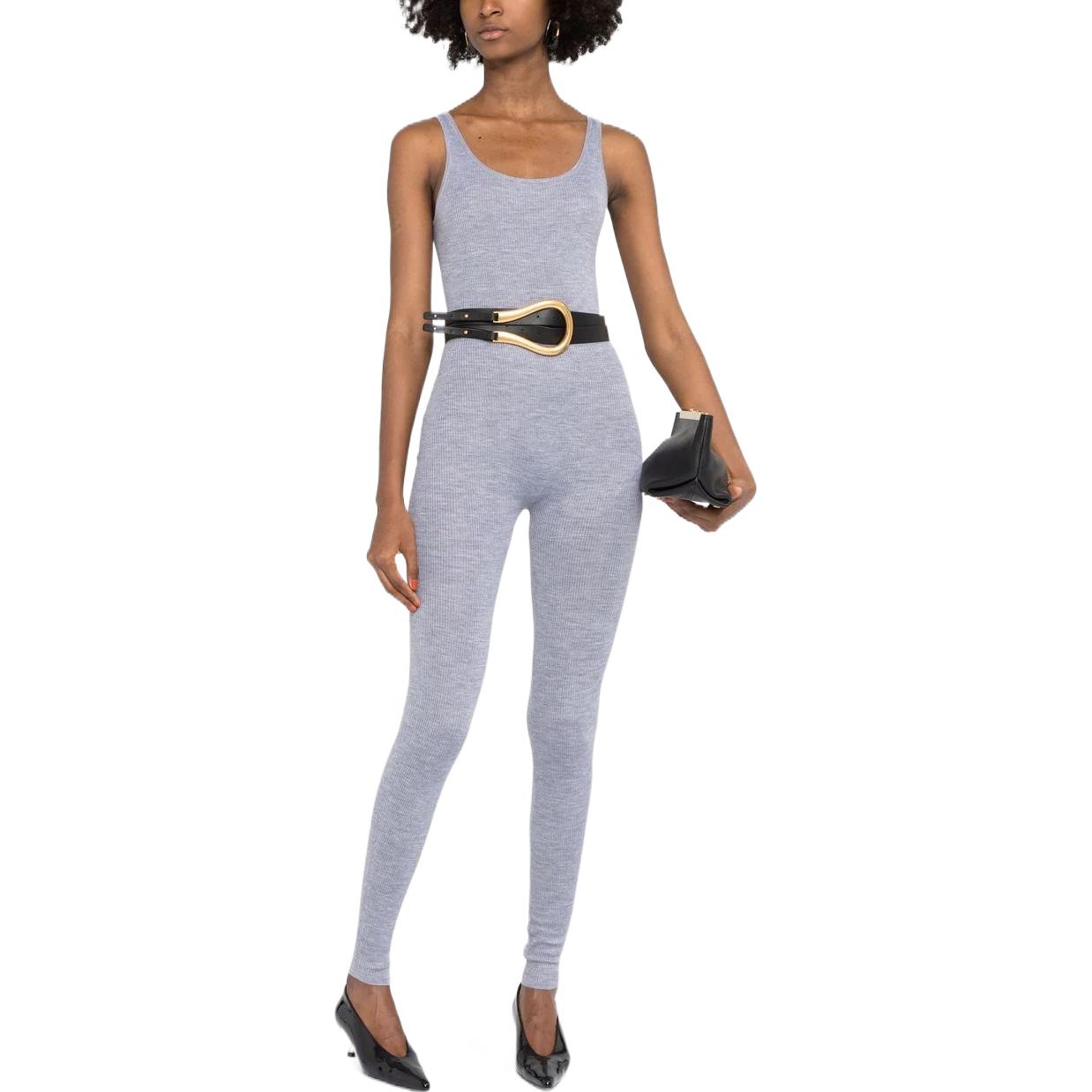 Lookbook (W) SAINT LAURENT Jumpsuit Wanita Abu-abu Tanpa Lengan Rajut Elastis. 696509YAPK21403