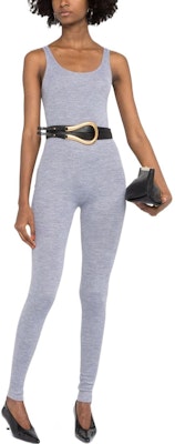 (W) SAINT LAURENT Jumpsuit Wanita Abu-abu Tanpa Lengan Rajut Elastis. 696509YAPK21403 Lookbook (W) SAINT LAURENT Jumpsuit Wanita Abu-abu Tanpa Lengan Rajut Elastis. 696509YAPK21403