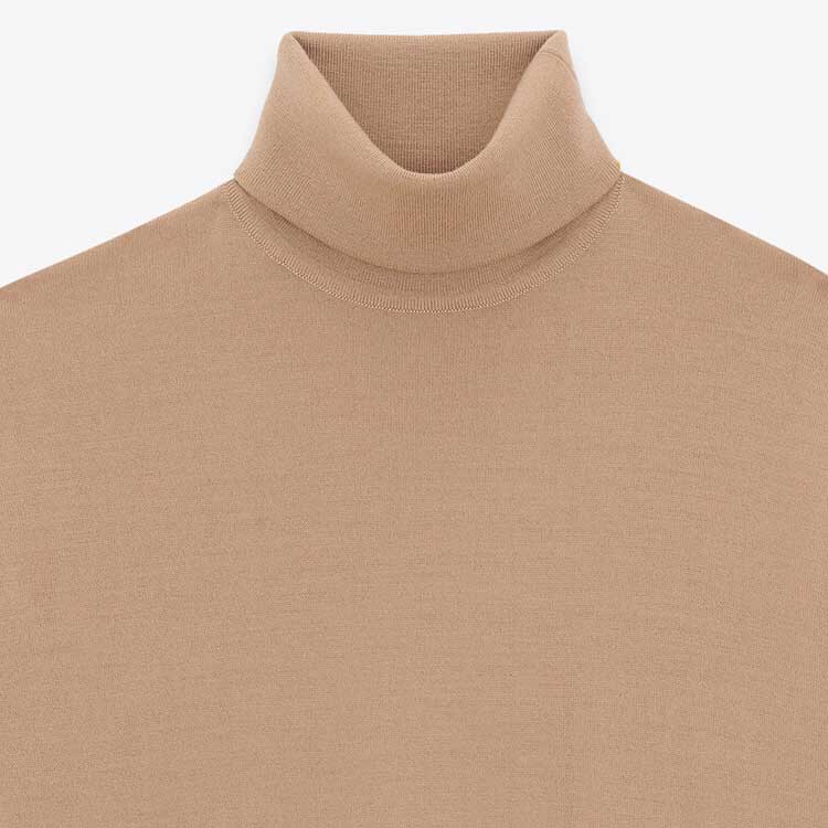 Purchase (W) Jersey Amarillo de Cuello Alto Oversize de Manga Larga para Mujer SAINT LAURENT 755010Y76GM2630