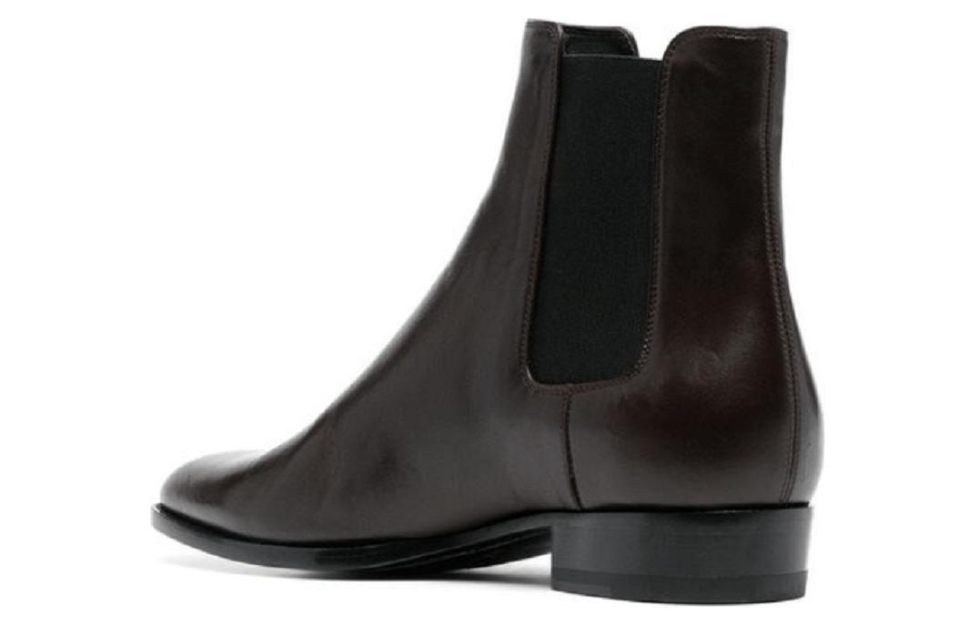 Shop (W) サンローラン ワイアット ブラウンレザー チェルシー 6341952PN002704