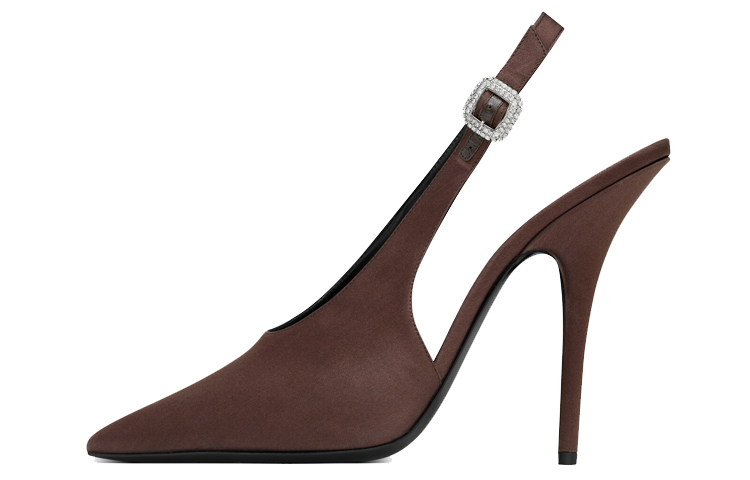 (Women) Saint Laurent Yasmeen 'Satin Brown' 7420381UUNN6023