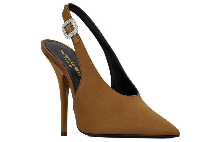 Lookbook (W) (女性用) サンローラン Yasmeen 'サテン オープンヒール ブラウン' 742038F14NN2513 742038F14NN2513