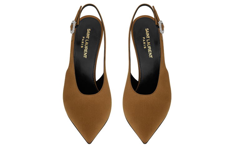 Shop (W) (女性用) サンローラン Yasmeen 'サテン オープンヒール ブラウン' 742038F14NN2513 742038F14NN2513