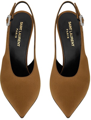 (W) Saint Laurent Yasmeen 'Satin Tumit Terbuka Coklat' 742038F14NN2513 Shop (W) Saint Laurent Yasmeen 'Satin Tumit Terbuka Coklat' 742038F14NN2513