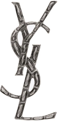 (W) Broche Plateado de Latón con Logo Letras Bambú Saint Laurent YSL. 470371Y15008142 Order (W) Broche Plateado de Latón con Logo Letras Bambú Saint Laurent YSL. 470371Y15008142