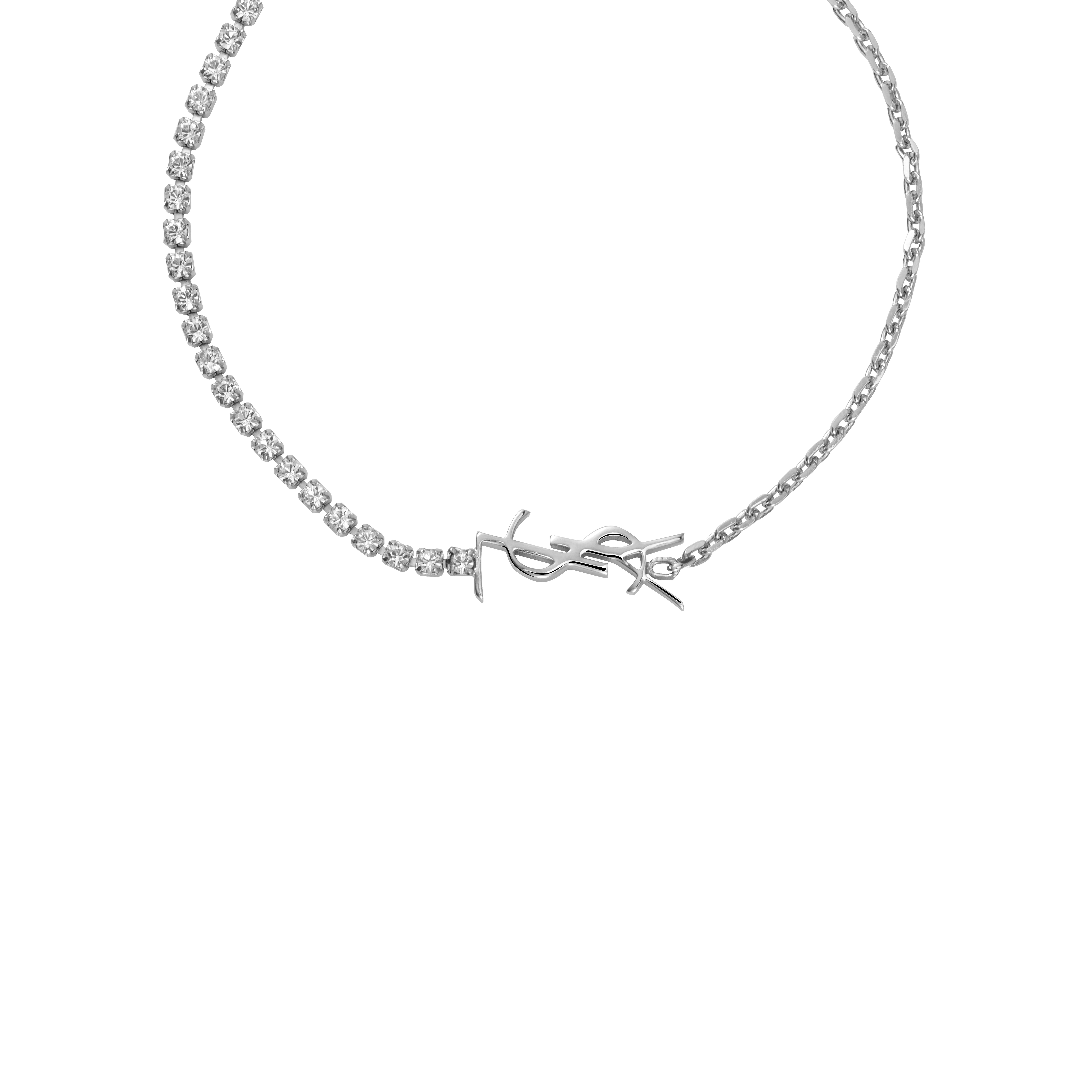 Lookbook (W) 생로랑 YSL 여성용 브라스 크리스탈 팔찌. 712345Y15268162