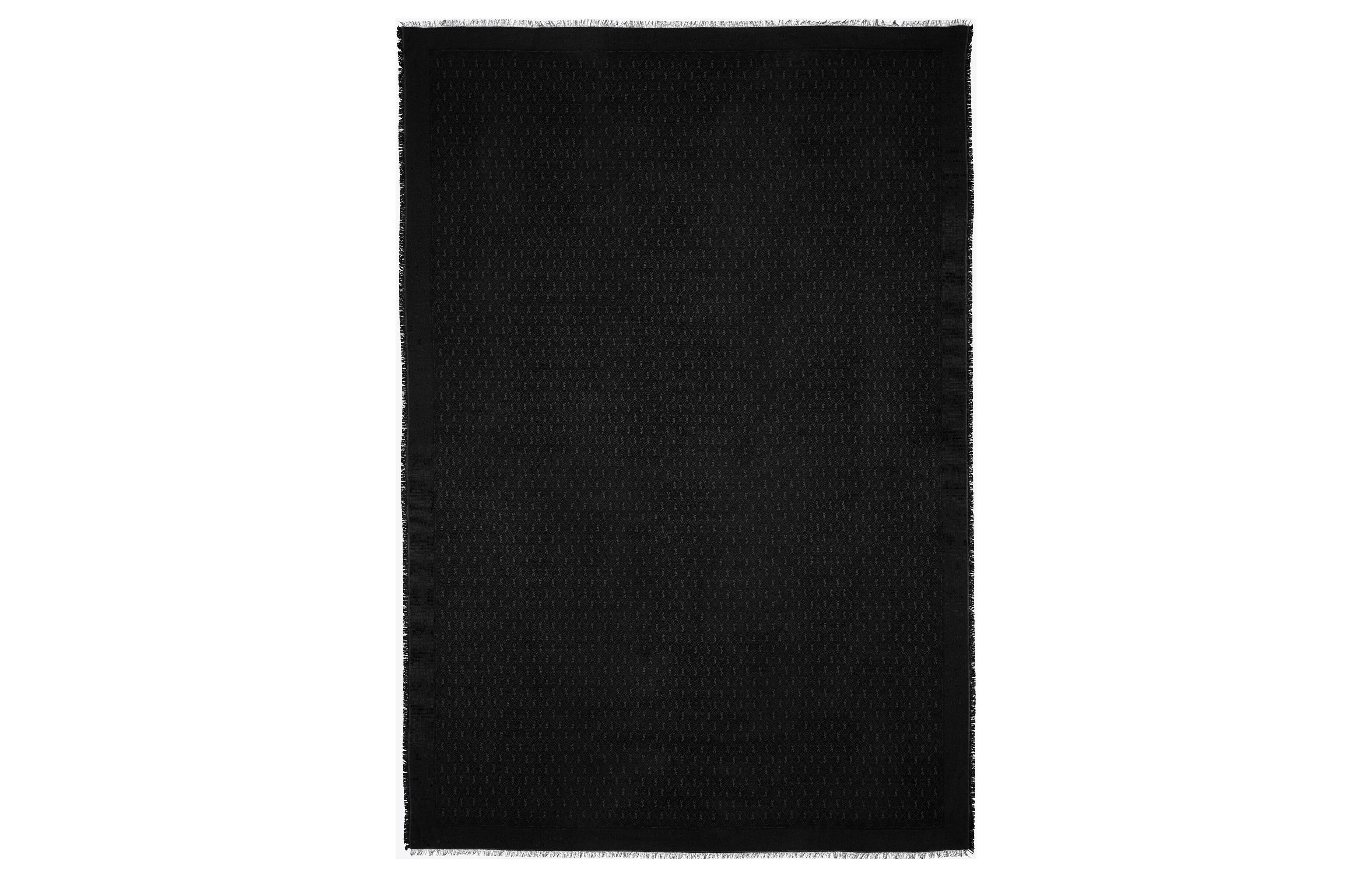 Lookbook (W) SAINT LAURENT YSL 大字母羊毛混紡圍巾 黑色/深灰色 女款 6891473YI741061