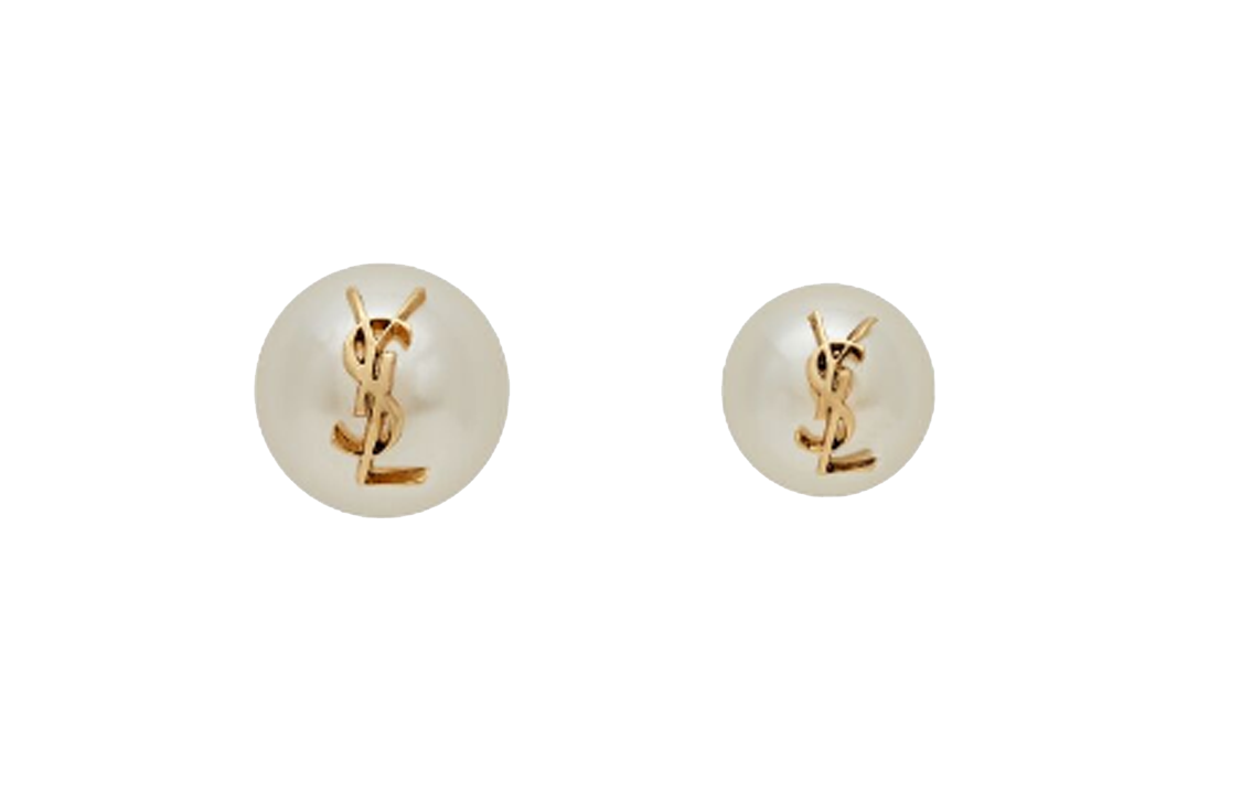 (Women) Saint Laurent YSL Logo Pearl Earrings  Gold/Beige 691563Y15269018 圖 2