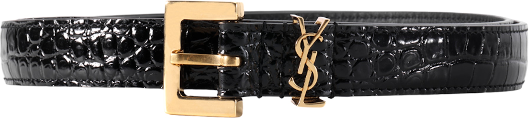 (Women) Saint Laurent YSL Monogram Croc-Embossed Leather Belt Black Women 2cm 554465DND0J1000 Order (Women) Saint Laurent YSL Monogram Croc-Embossed Leather Belt Black Women 2cm 554465DND0J1000