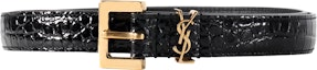 Order (Women) Saint Laurent YSL Monogram Croc-Embossed Leather Belt Black Women 2cm 554465DND0J1000