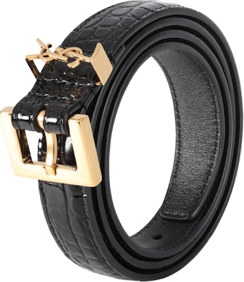(Women) Saint Laurent YSL Monogram Croc-Embossed Leather Belt Black Women 2cm 554465DND0J1000 Shop (Women) Saint Laurent YSL Monogram Croc-Embossed Leather Belt Black Women 2cm 554465DND0J1000
