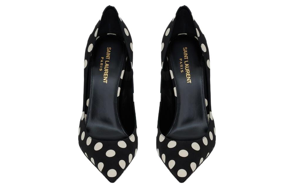 Shop (W) Saint Laurent Zoe 'High Heels Hitam Putih Lancip' 649474AACGH1095