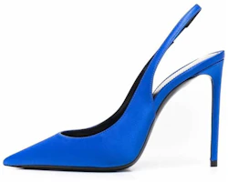 (Women) Saint Laurent Zoe 'Blue Silk Pointed High Heels' 7027531UU004306 (Women) Saint Laurent Zoe 'Blue Silk Pointed High Heels' 7027531UU004306
