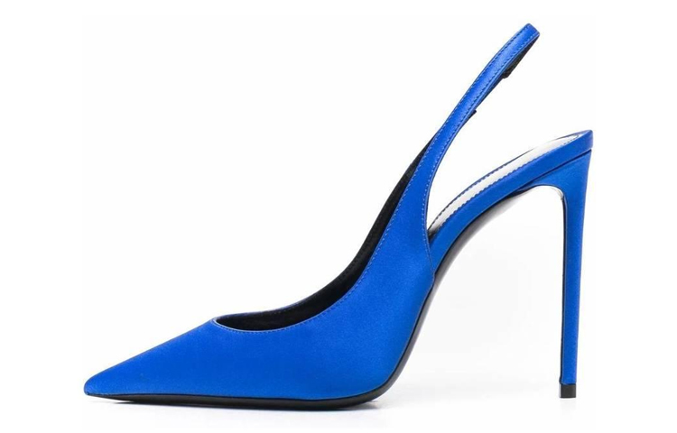 (Women) Saint Laurent Zoe 'Blue Silk Pointed High Heels' 7027531UU004306