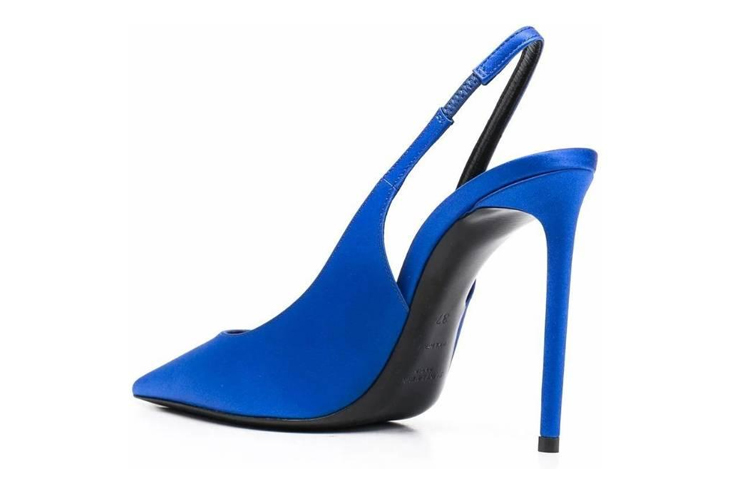 Lookbook (W) 圣罗兰Zoe蓝色丝绸尖头高跟鞋 7027531UU004306