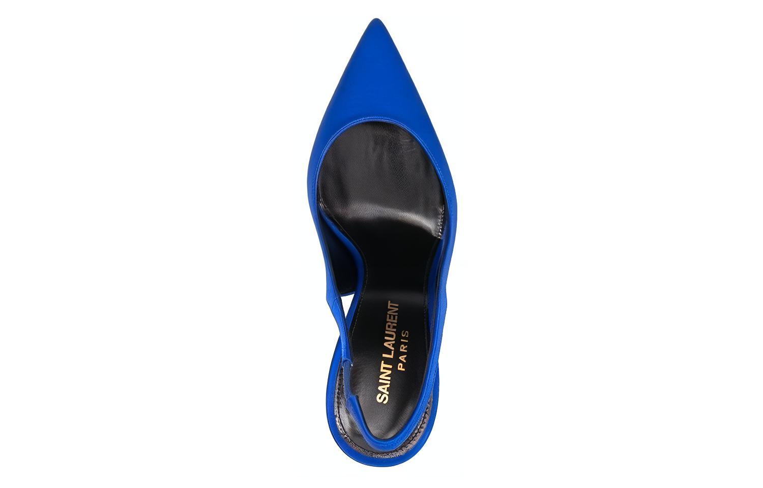 Shop (W) Saint Laurent Zoe 'Sepatu Hak Tinggi Biru Sutra' 7027531UU004306