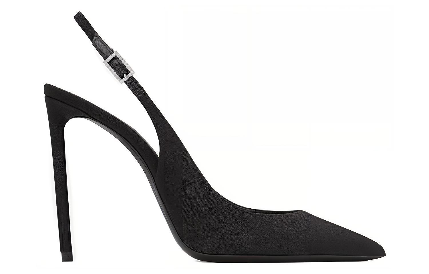 Order (W) Saint Laurent Zoe 'Crystal Buckle Satin' - Lencana Kristal Satin. 76294614Q001000