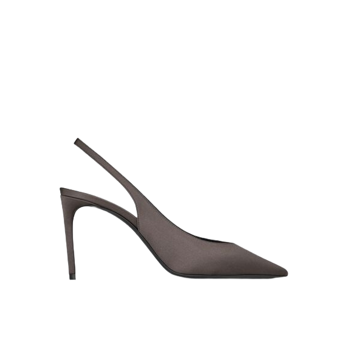 (Women) Saint Laurent Zoe 'Grey Satin Pointed-Toe Stiletto' 7468719QN001419