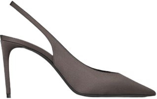 (Women) Saint Laurent Zoe 'Grey Satin Pointed-Toe Stiletto' 7468719QN001419 (Women) Saint Laurent Zoe 'Grey Satin Pointed-Toe Stiletto' 7468719QN001419