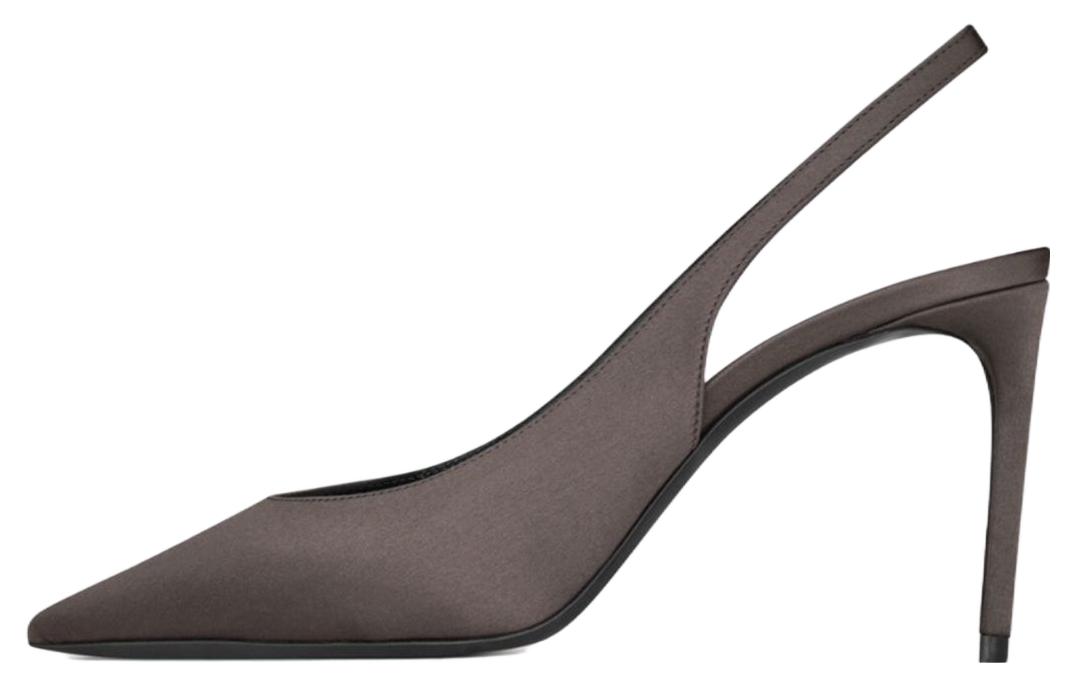 Buy 聖羅蘭 Zoe 絲緞 尖頭 細跟 高跟鞋 8.5公分 女款 灰色
