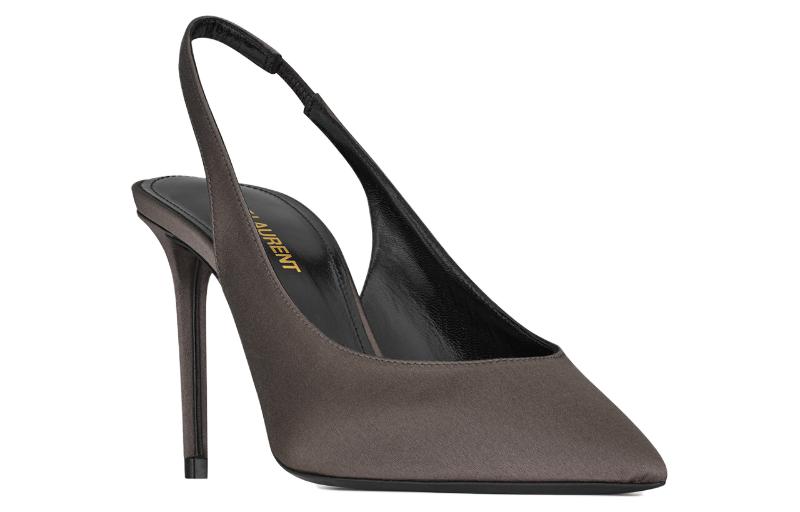 Order 聖羅蘭 Zoe 絲緞 尖頭 細跟 高跟鞋 8.5公分 女款 灰色