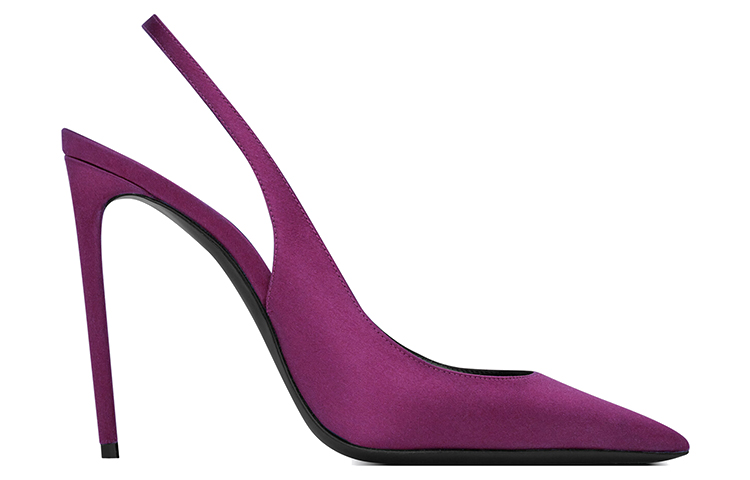 Order SAINT LAURENT Zoe 絲綢露趾 細高跟鞋 10.5cm 女款 紫色