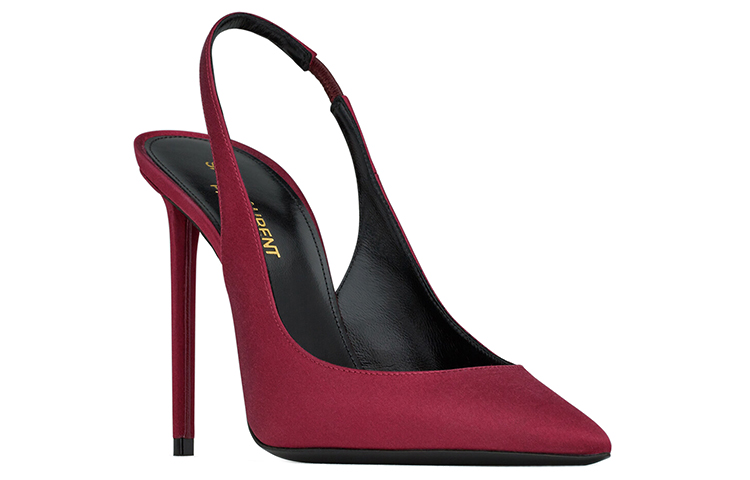 Lookbook SAINT LAURENT 聖羅蘭 Zoe 絨絲露跟 細高跟鞋 10.5cm 女款 紅色