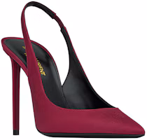Lookbook SAINT LAURENT 聖羅蘭 Zoe 絨絲露跟 細高跟鞋 10.5cm 女款 紅色