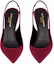 Shop SAINT LAURENT 聖羅蘭 Zoe 絨絲露跟 細高跟鞋 10.5cm 女款 紅色