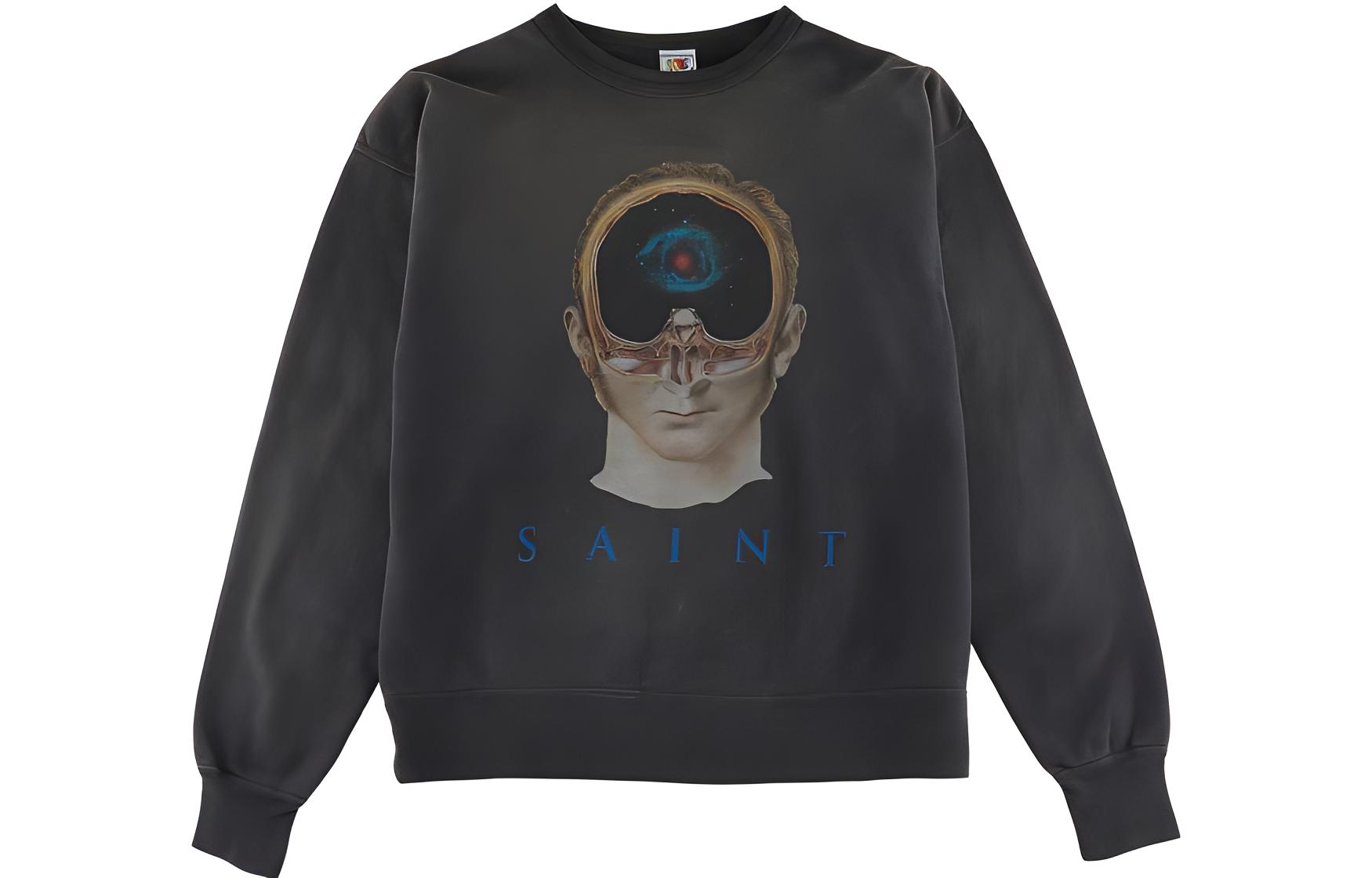 (Women) SAINT Mxxxxxx FW22 Graphic Logo Print Crewneck Sweatshirt Women Grey SM-A22-0000-016