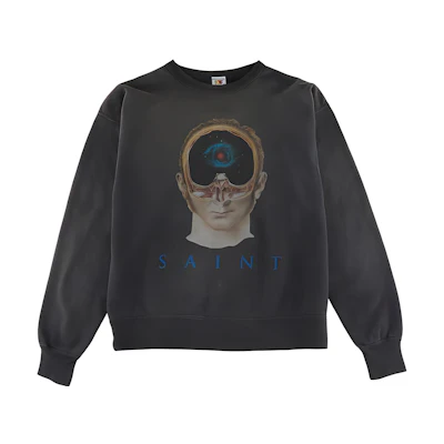 (Women) SAINT Mxxxxxx FW22 Graphic Logo Print Crewneck Sweatshirt Women Grey SM-A22-0000-016