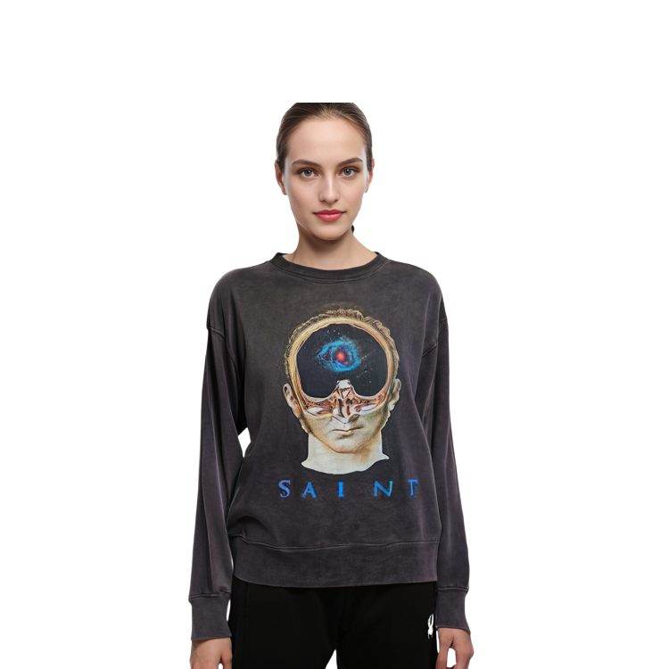 Shop (W) サンモニカ FW22 グラフィック ロゴ プリント クルーネック スウェットシャツ レディース グレー SM-A22-0000-016