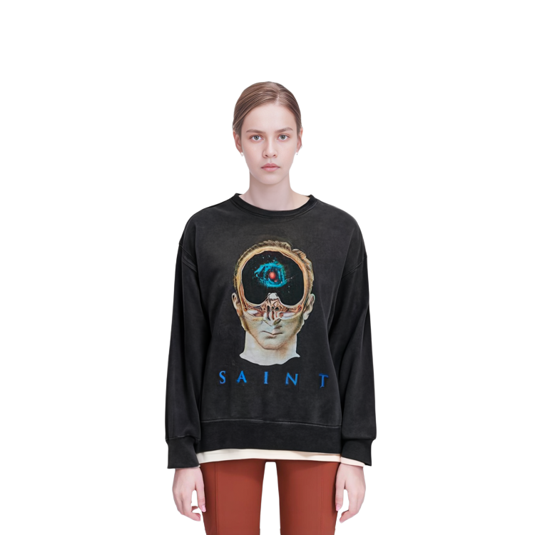 Purchase (W) サンモニカ FW22 グラフィック ロゴ プリント クルーネック スウェットシャツ レディース グレー SM-A22-0000-016