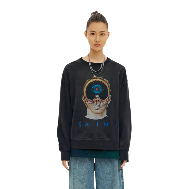 Details for (W) サンモニカ FW22 グラフィック ロゴ プリント クルーネック スウェットシャツ レディース グレー SM-A22-0000-016