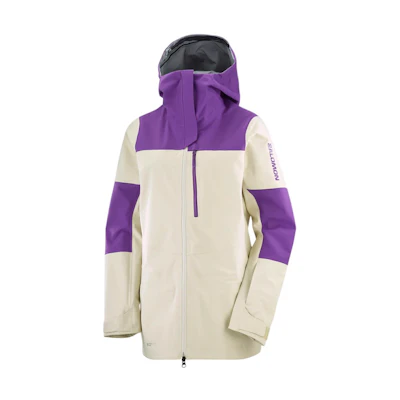 (Women) SALOMON Colorblock Zip Hoodie Shell Jacket - White. LC2161200
