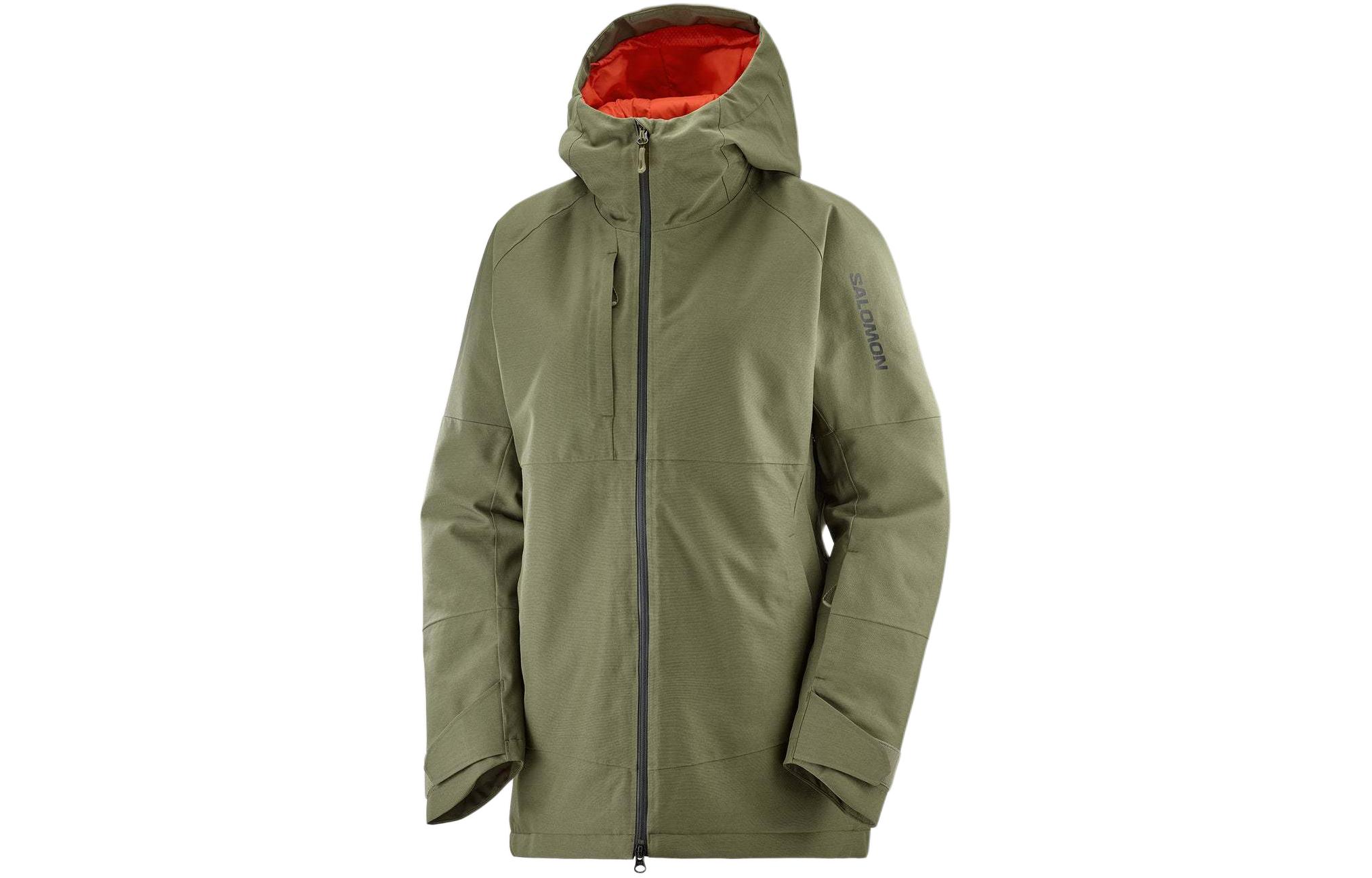 (Women) Salomon Bashley Puff Letter Print Hoodie Zip Jacket in Army Green LC2146300